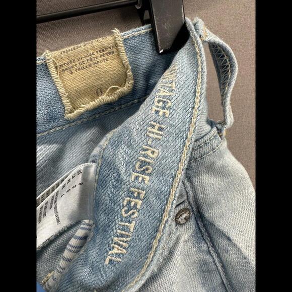 American Eagle Womens Blue Denim Shorts Vintage Hi Rise Festival Size 0 - Picture 5 of 13